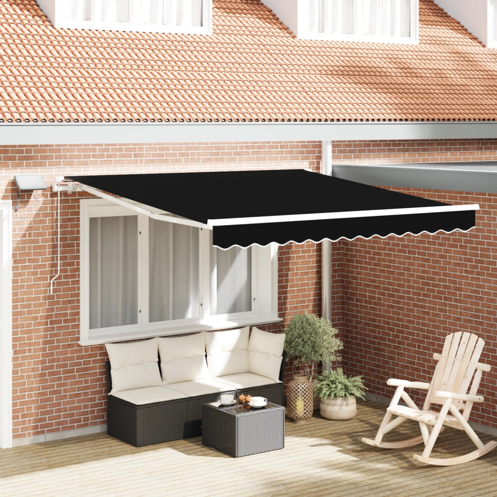 Tenda Retrattile Manuale con LED Nera 350x250 cm
