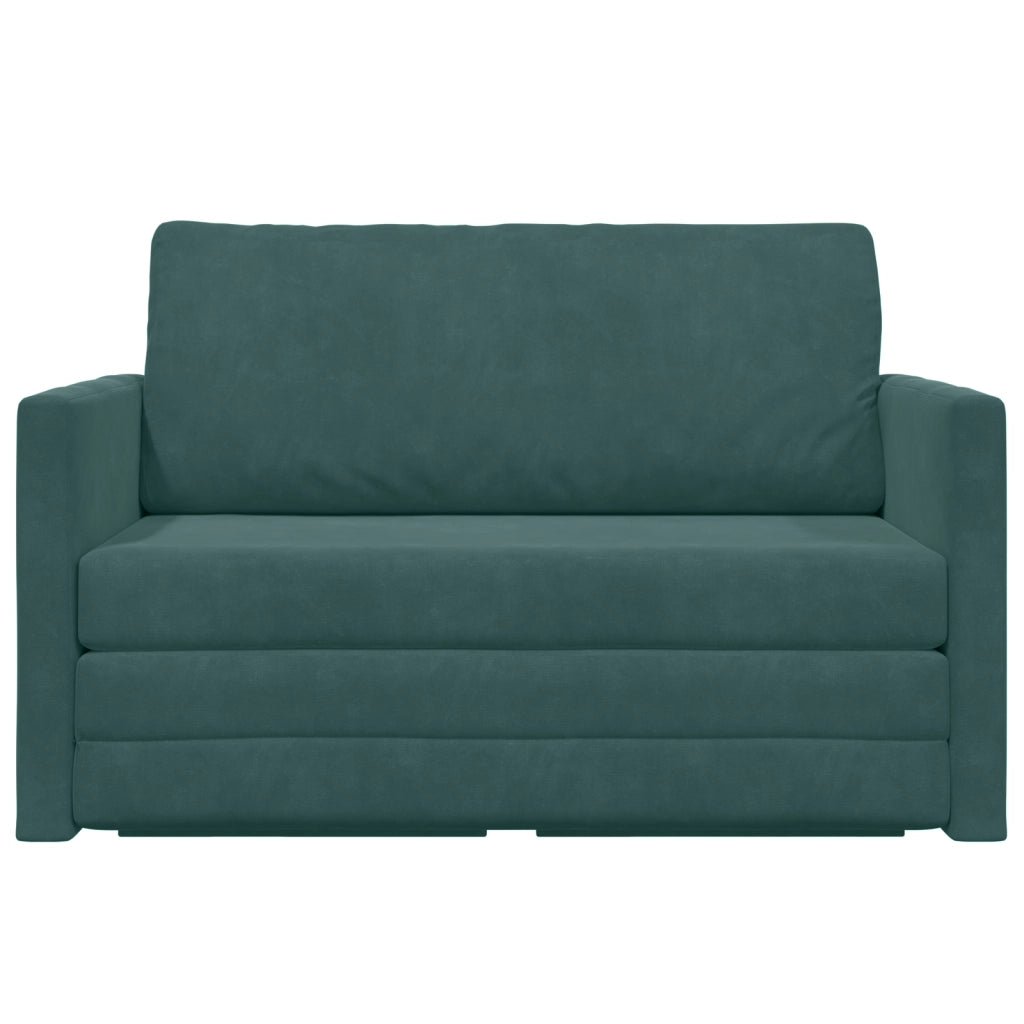 Divano Letto a Terra 2-in-1 Verde Scuro 124x204x61 cm Velluto