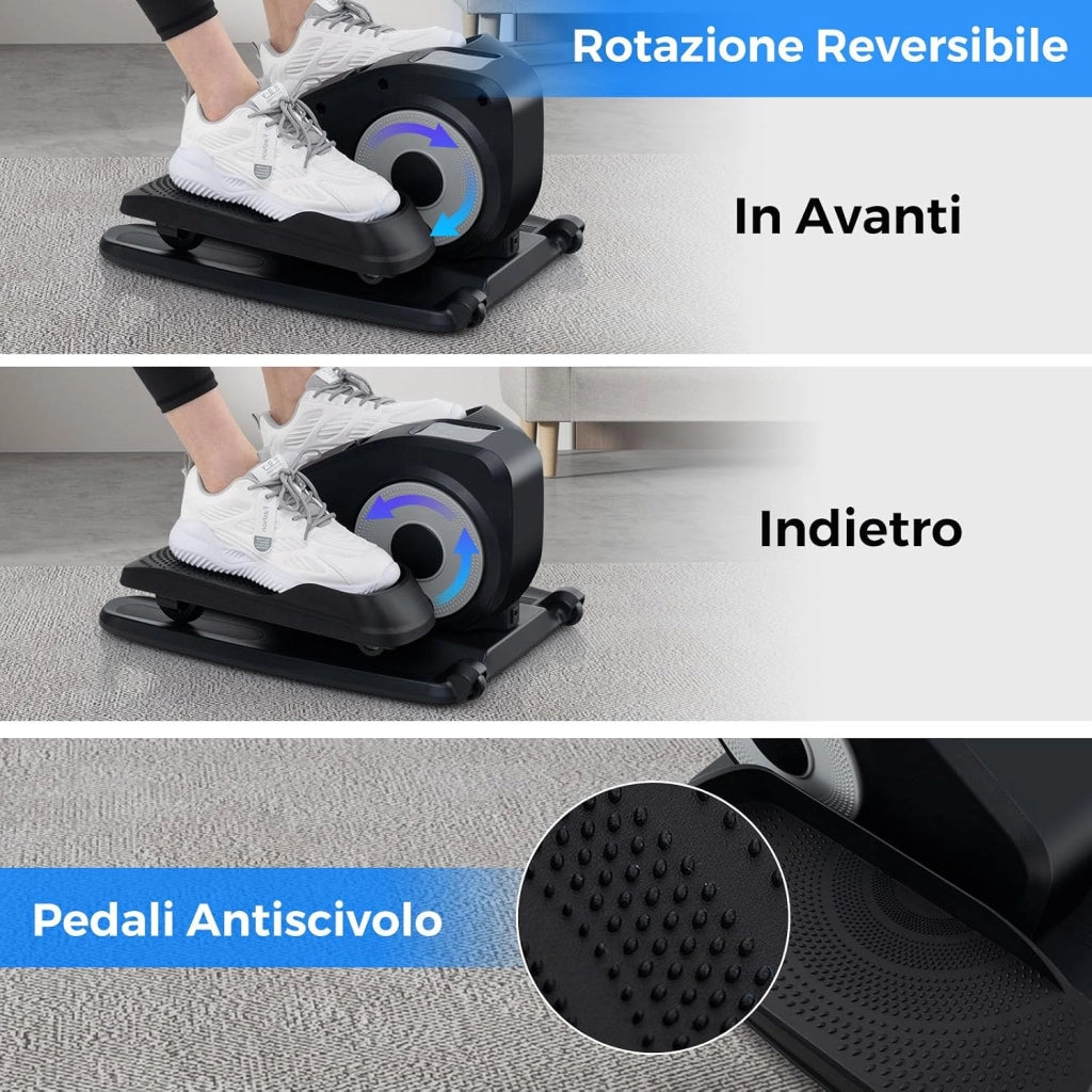 Pedaliera Elettrica Ellittica da Scrivania, Cyclette da Seduti per Gambe per Anziani con Monitor Display, Controllo Remoto, Esercitatore Silenzioso e Portatile per Casa e Ufficio