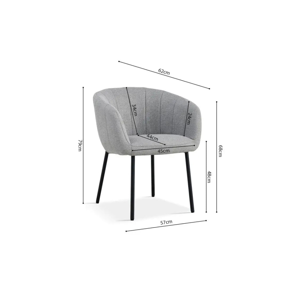 Sedia SEVILLE – Tessuto grigio chiaro – Piedi in metallo nero – H79 x L57 x P62 cm