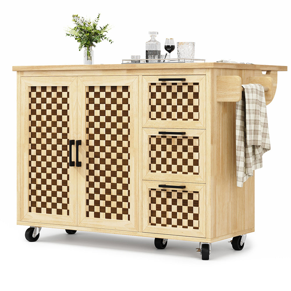 Isola cucina scacchi - Xylo - 120x45x92cm legno 3 cassetti