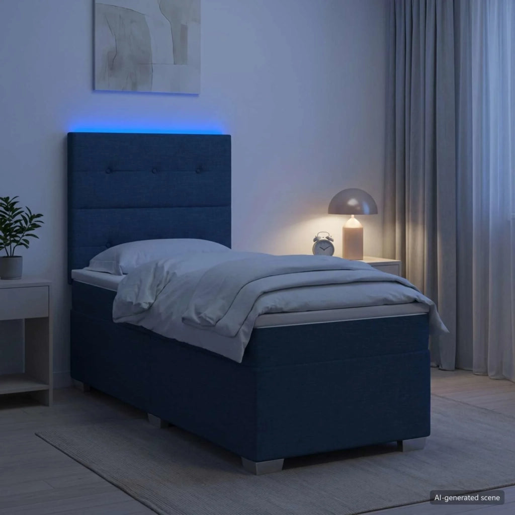 Letto box spring con materasso Blu 90 x 200 cm Tessuto 3454788