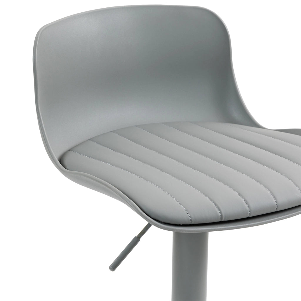 Sgabello da bar girevole con rotazione a 360 gradi schienale ergonomico e altezza regolabile in metallo imbottito grigio