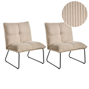 Set di 2 poltrone Rivestimento in velluto a coste beige Gambe in metallo nero Design moderno e retrò