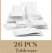Set di piatti da tavola 26 pezzi - Piatto da dessert, piatto da zuppa, piatto da dessert e ciotola - Design moderno - Adatto per ogni occasione
