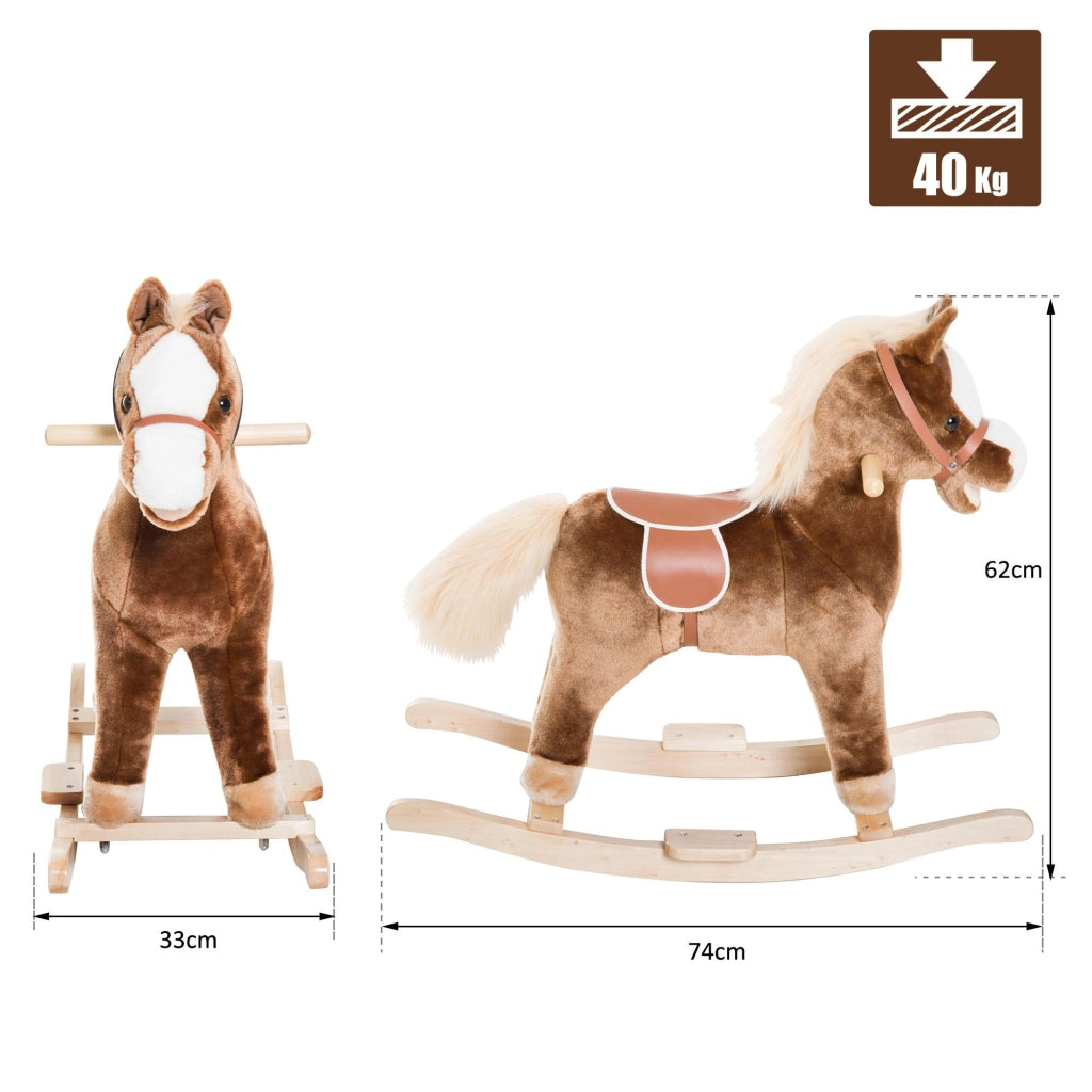 Cavallo a Dondolo per Bambini in Legno Giocattolo Cavalcabile