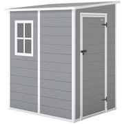 Casetta da Giardino con Finestra e Doppia Porta, in PP e Alluminio, 122x149x192 cm, Grigio