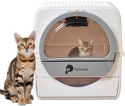 Cattile Semi-automatique grande ciotola per gatto, semi-autoreinificante gabinetto per gatti, controllo dell'odore, tirare e spingere, per sabbia per gatti a microcristalli, facile da pulire, ciotola per gatto bianca con grande capacità e coperchio