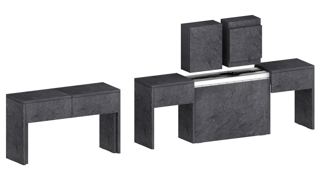 Set 2 Panche Allungabili 66/290x25x45 cm Pratika Singola A e B Grigio Ardesia