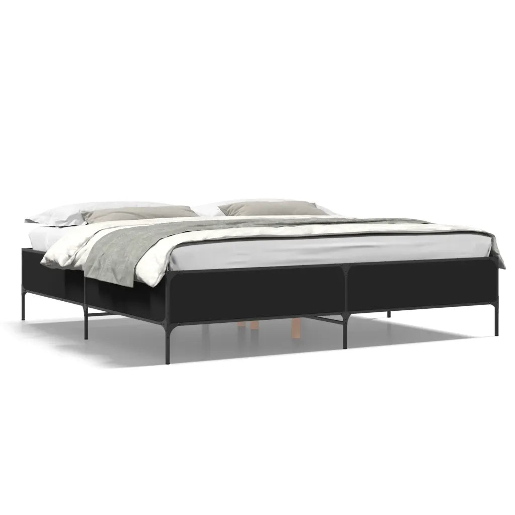 Giroletto-Struttura Letto Nero 180x200 cm in Legno Multistrato e Metallo 106604