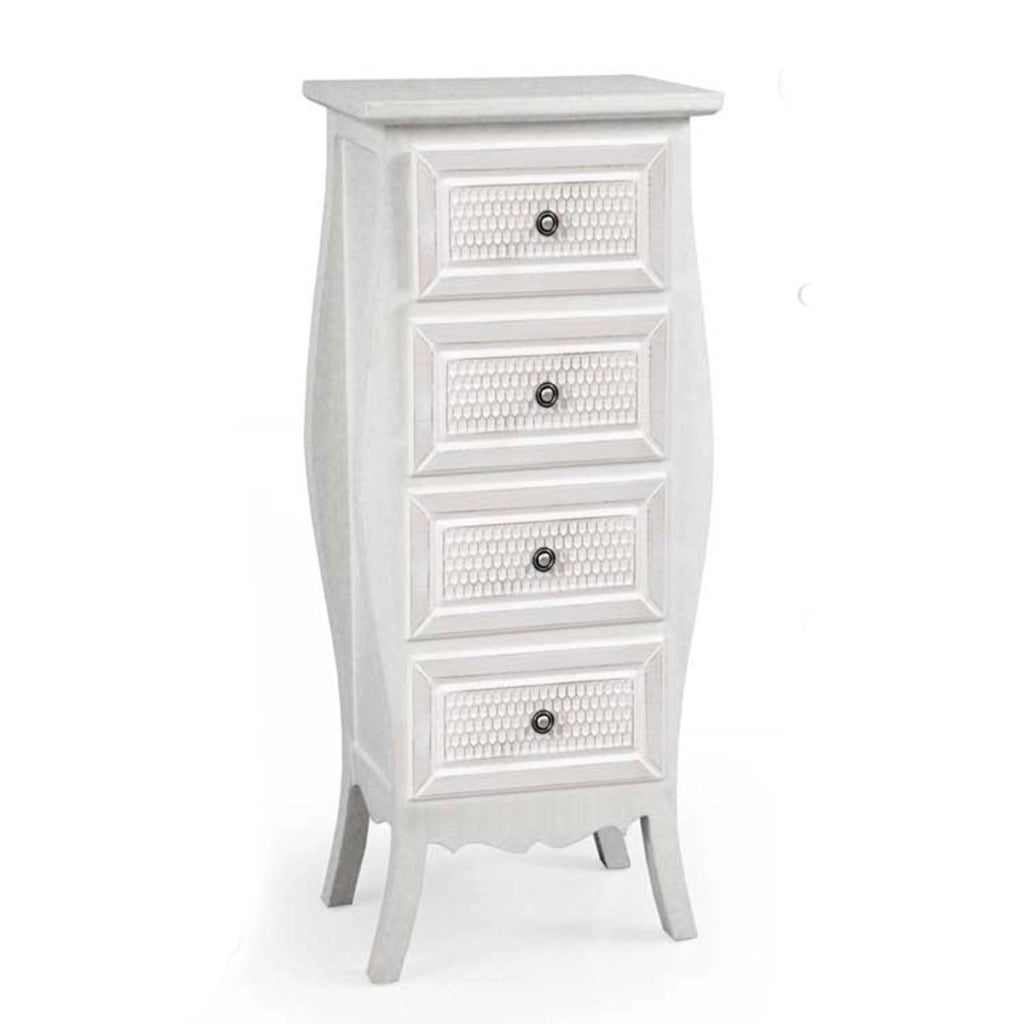 ELEGANT CASSETTIERA A 4 CASSETTI 38 X 28 X 90 CM COLORE BIANCO