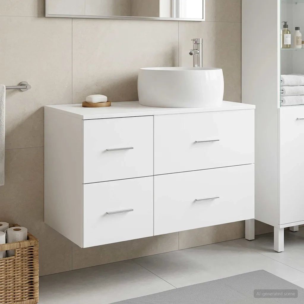 Set di mobili per il bagno 2 pz Bianco Legno ingegnerizzato 3404000