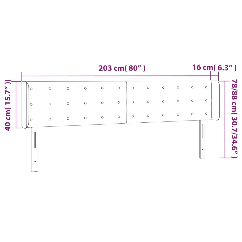 Testiera a LED-Testata con LED Crema 203x16x78/88 cm in Tessuto 534737