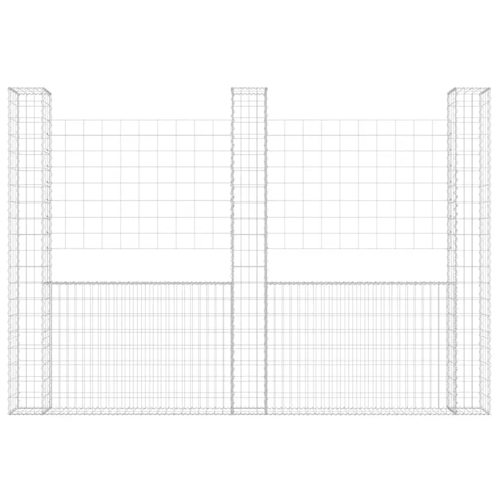 Gabbione a U con 3 Pali in Ferro 260x20x200 cm 151290
