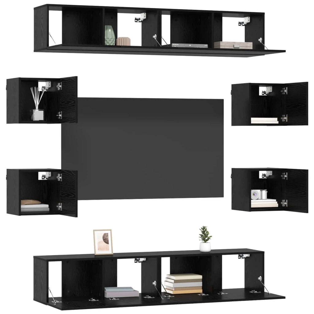 Set mobile TV 8 pcs 80 x 30 x 30 cm Rovere Nero
