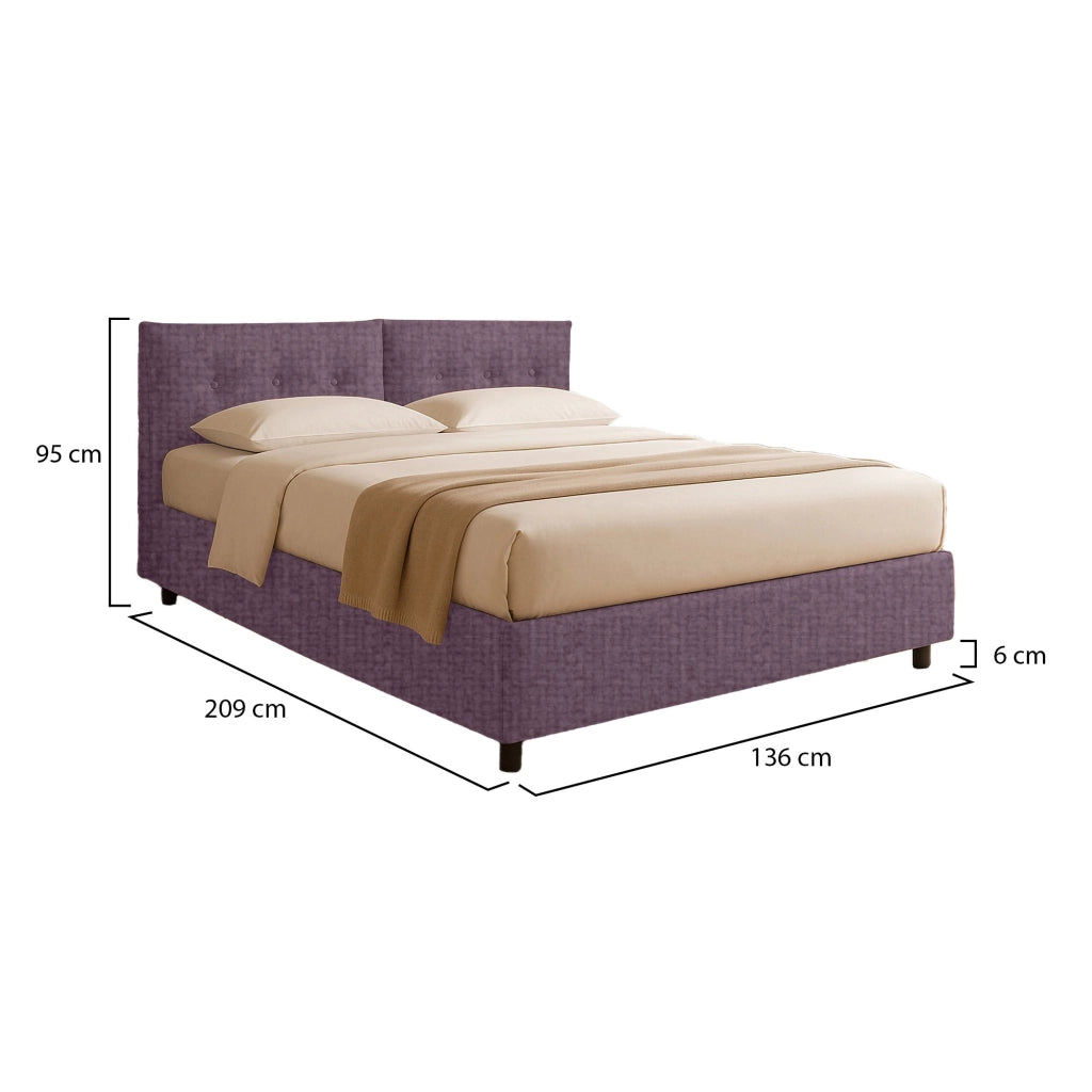 Leeds, Letto Piazza e Mezza Sfoderabile Made in Italy, Viola Lilla