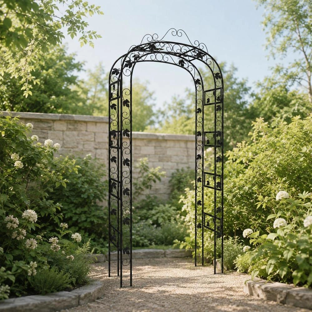 Garden Arch, Black, 116x45x240 Cm, Steel