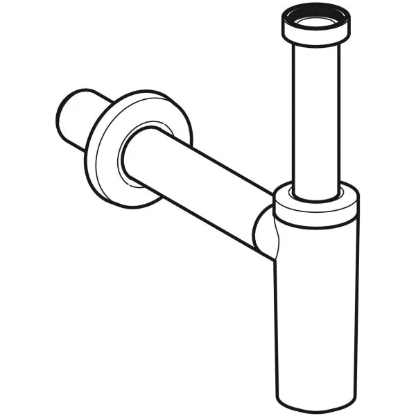 Sifone cromato con tubo ad immersione Geberit per lavabo, scarico orizzontale Ø 40 x 11/4 degisn