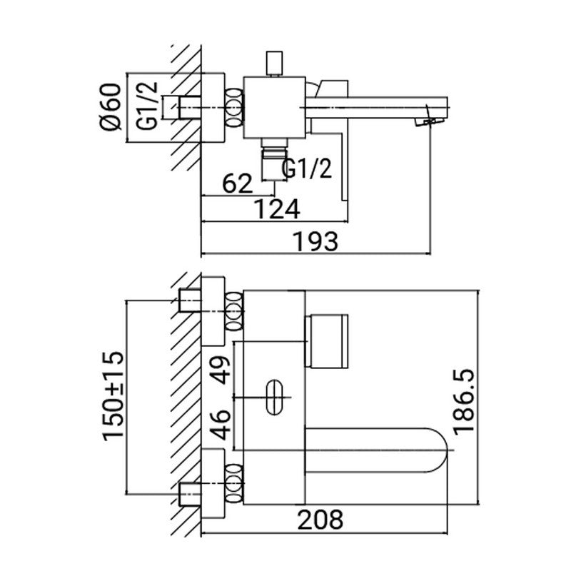 Miscelatore vasca serie esse2