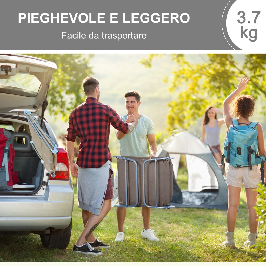 Lettino Pieghevole con Schienale Reclinabile e Cuscino ¨C Zephmum ¨C 182x56x24.5 cm Marrone Argento