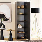 Lerosota, Armadio Multiuso 1 Anta 5 Ripiani, 50x185h cm Nero Antracite