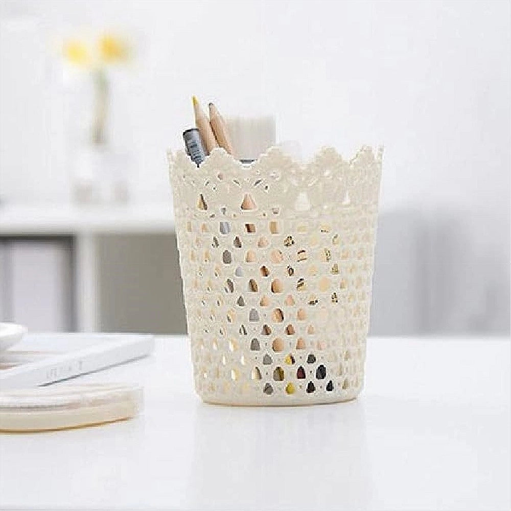 Trade Shop - 2pz Cestino Porta Oggetti Organizzatore Casa Cesto In Plastica ø14x17.6 Cm 79477 -