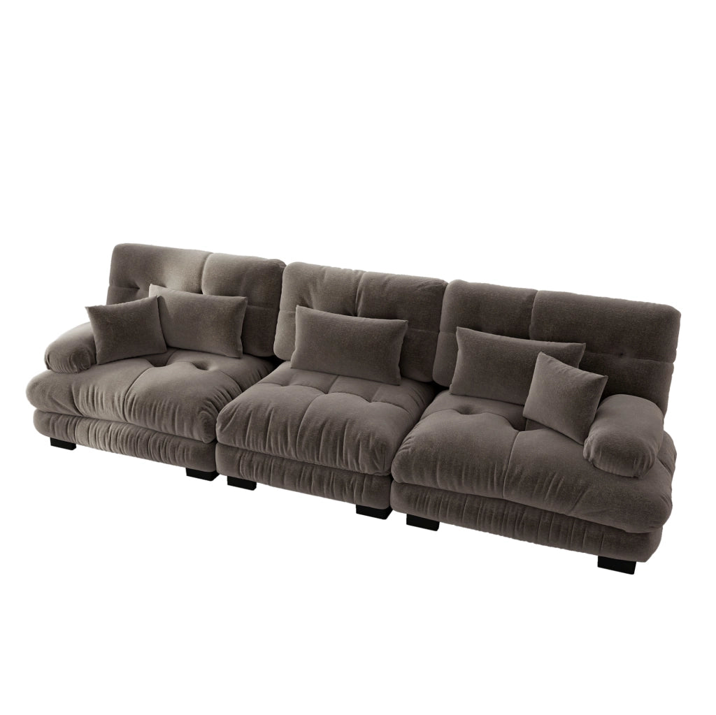Divano angolare modulare 3 posti 313 cm in ciniglia marrone HOMVRA