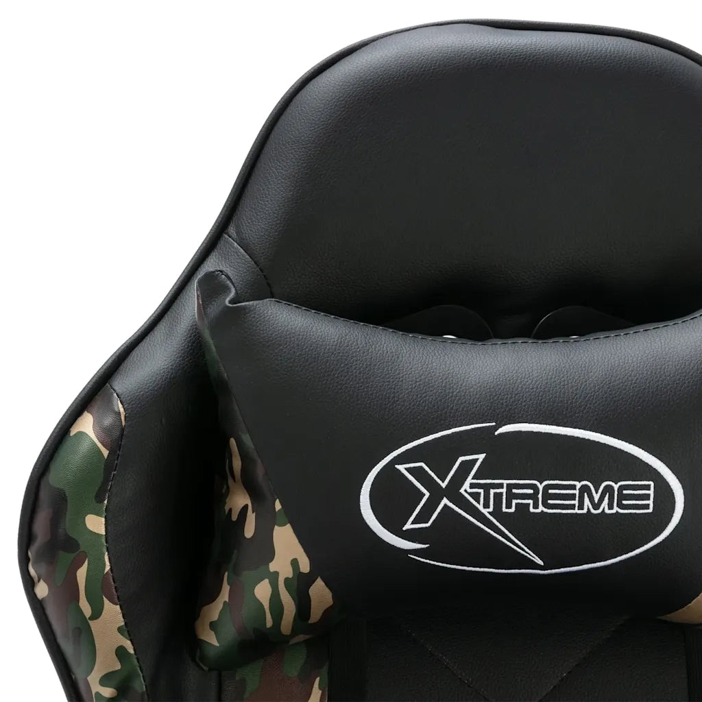 Sedia da Gaming con Poggiapiedi Nera e Mimetica in Similpelle 320096