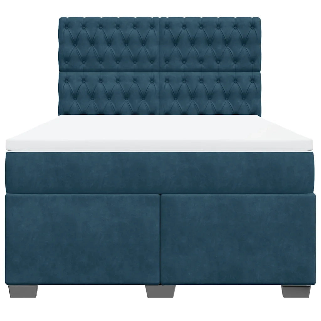 vidaXL Giroletto a Molle con Materasso Blu 160x200 cm in Velluto