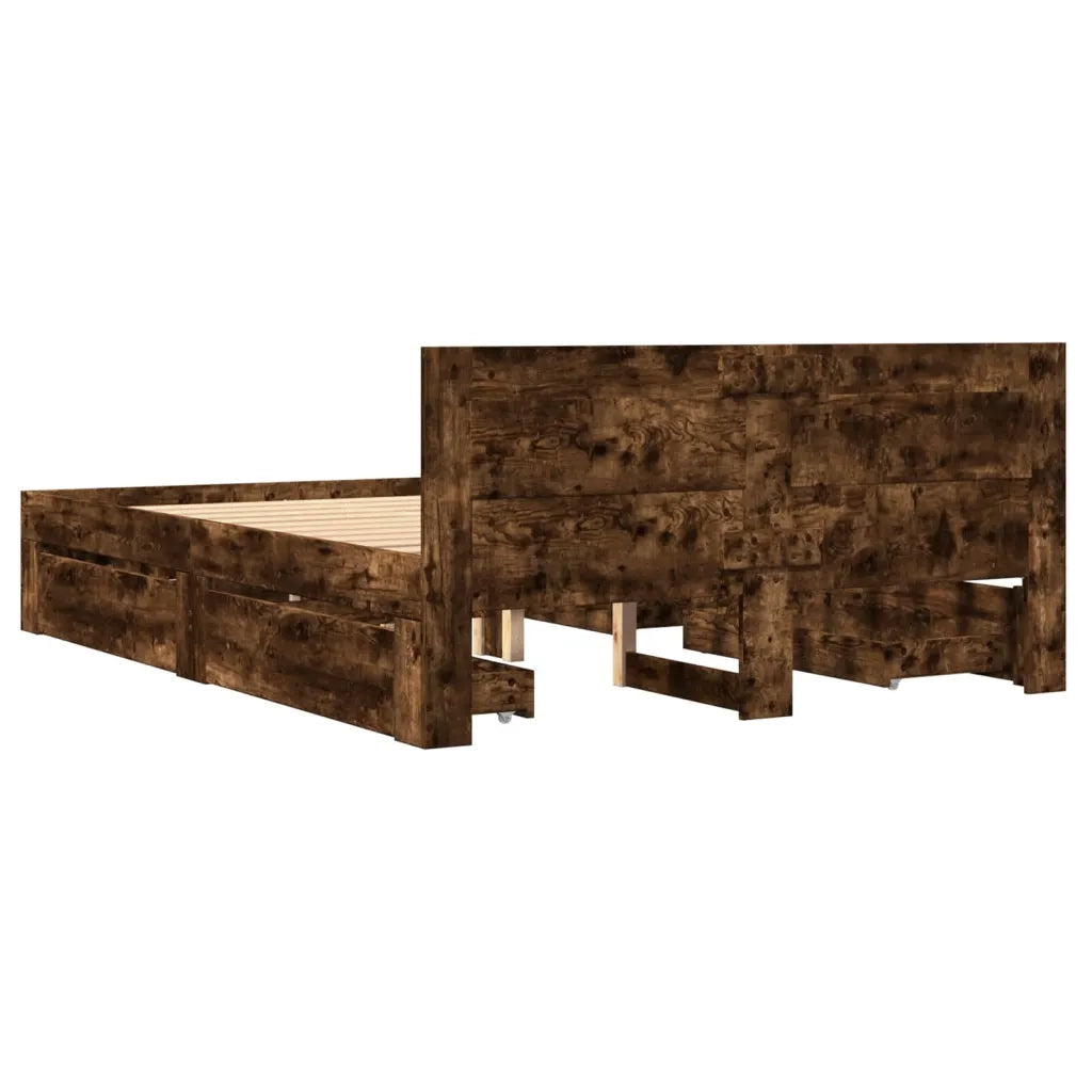 Giroletto con Testiera Rovere Fumo 140x200 cm Legno Multistrato