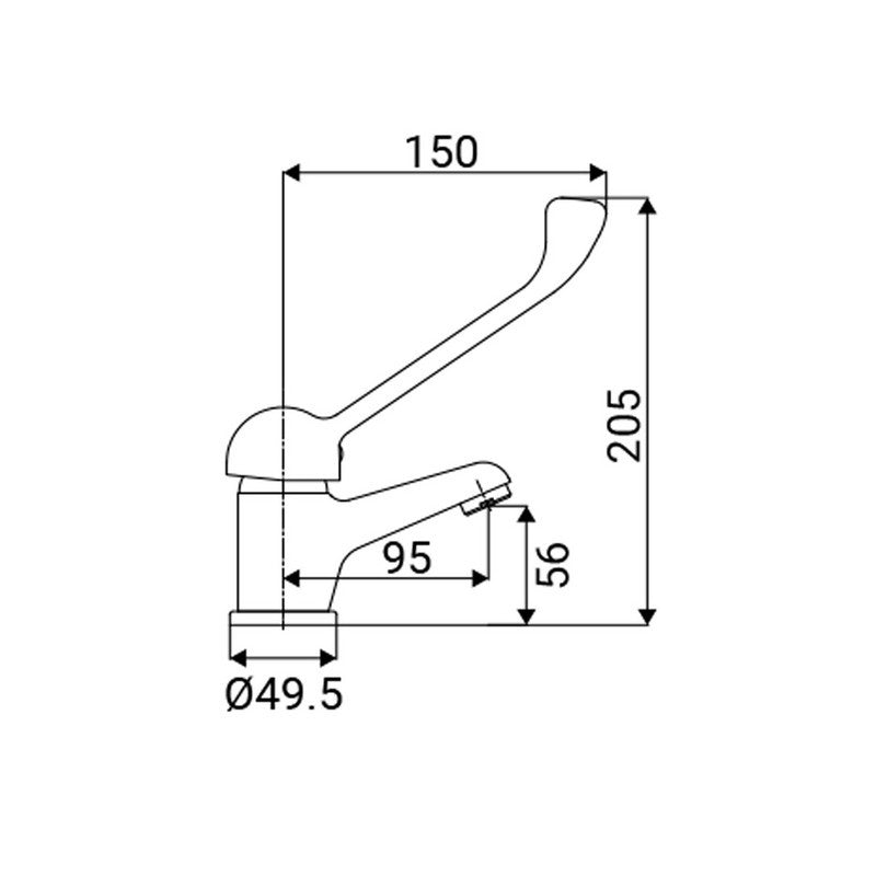 Miscelatore lavabo piano con leva clinica