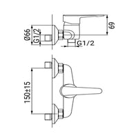 Miscelatore esterno doccia finitura cromata, serie esse1