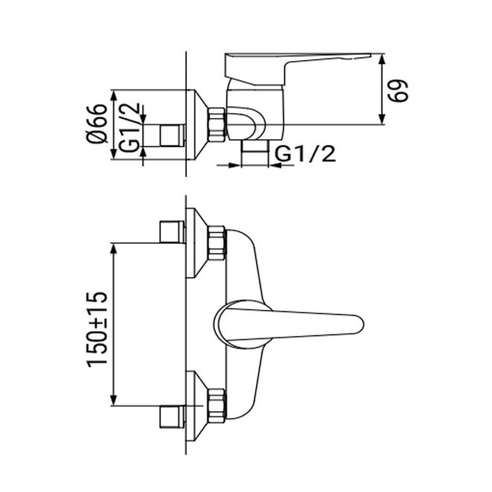 Miscelatore esterno doccia finitura cromata, serie esse1