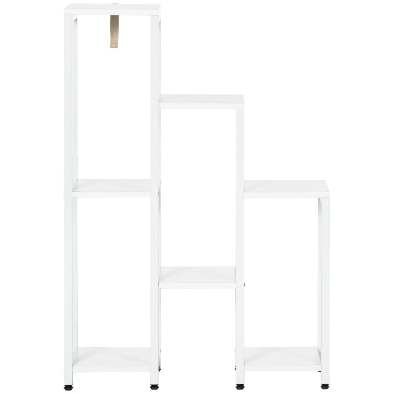 Supporto per fiori, supporto per piante, 7 ripiani, per interni ed esterni, acciaio, bianco, 65 x 23 x 94,5 cm