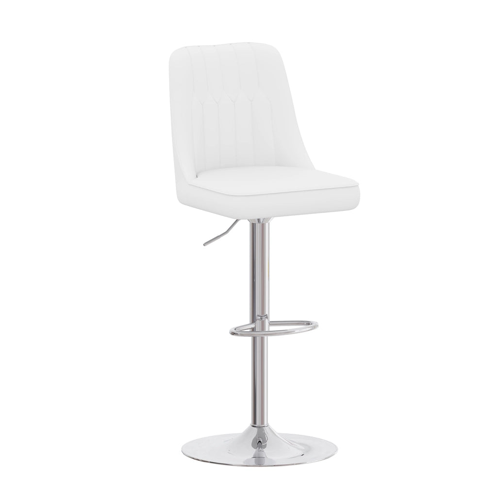 Set 2 sgabelli bar regolabili e girevoli 360° in PU bianco e metallo argento HAVRYA