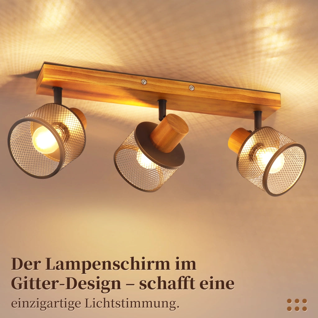 ZMH Faretto da soffitto nero 3 luci E14 stile industriale vintage in metallo ideale per soggiorno lampadine non incluse