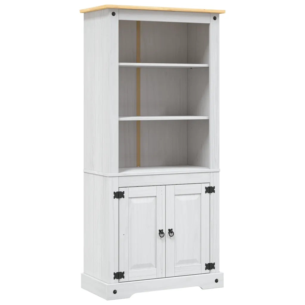 Credenza-Buffet-Armadio da cucina in Legno di Pino Messicano Corona Bianco 80x40x170 cm