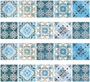 20 pezzi di Sticker di Pietra Blu - Per Bagno - Cucina - Tegole Vinili Autoadesive - Impermeabili (15x15cm)