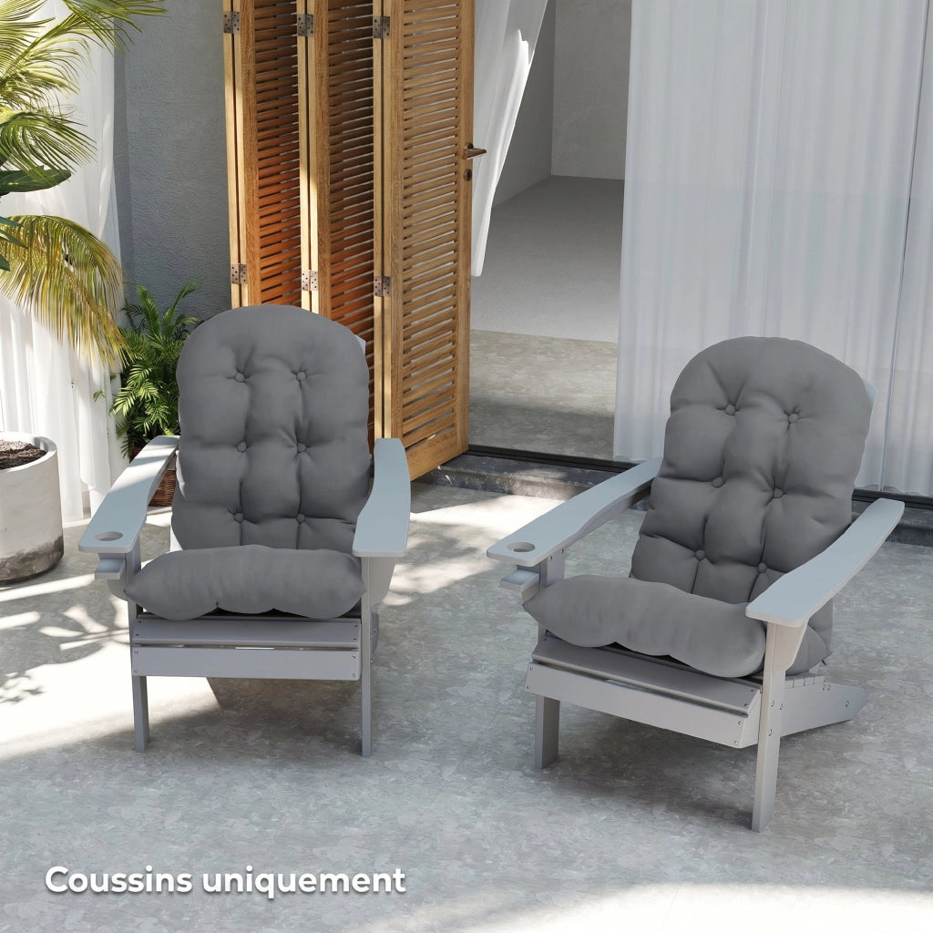 Cuscini per Sedie Adirondack ¨C zephmum ¨C 2 Pezzi, Grigio, Tessuto Imbottito