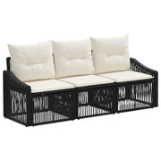 Set Divano da Giardino 3 pcs Nero polyrattan 3435922