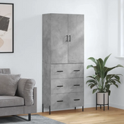 Credenza Grigio Cemento 69,5x34x180 cm in Legno Multistrato 3195855