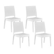 Set di 4 sedie da pranzo da giardino bianche in materiale sintetico impilabili per esterno minimalista
