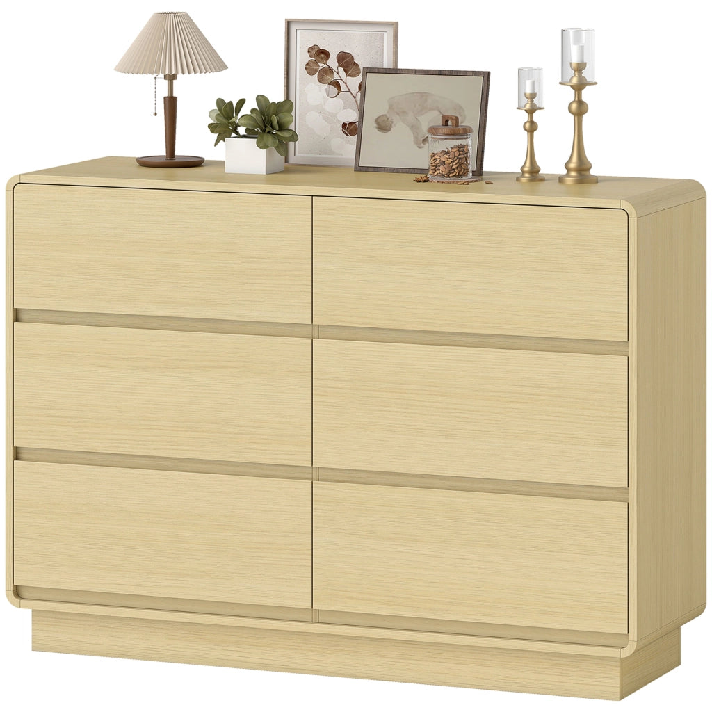 Cassettiera 6 Cassetti Legno Naturale ¨C Zephmum ¨C 120x38x86 cm