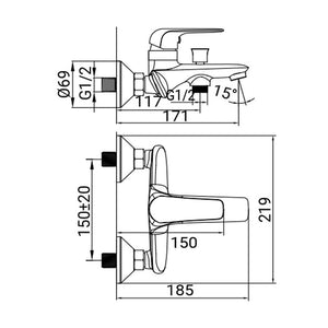 Rubinetto vasca cromato - serie livina
