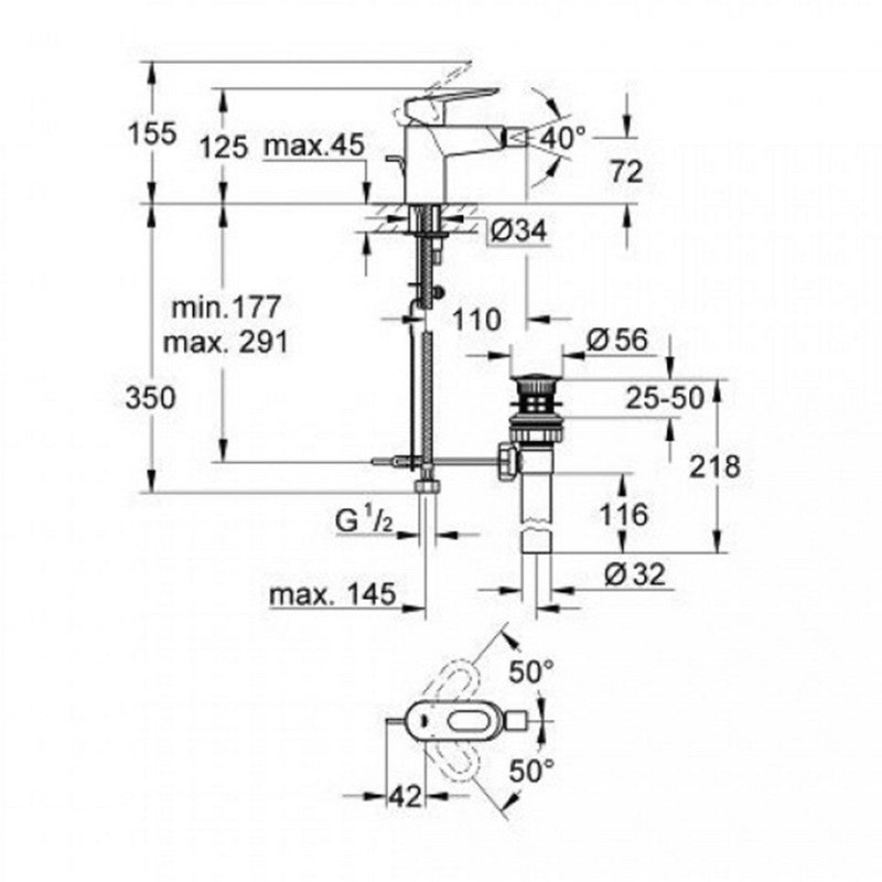 Miscelatore grohe serie start loop per bidet cromato