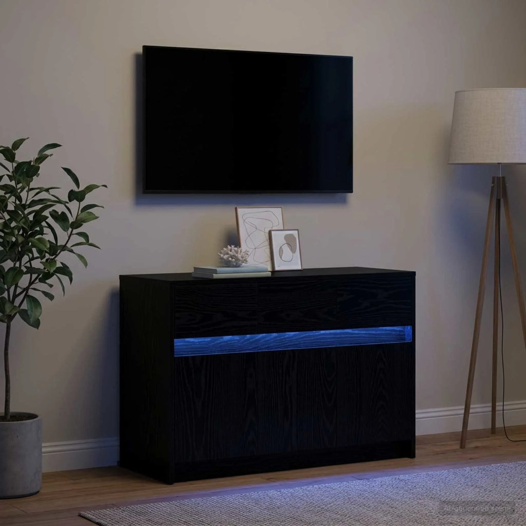 Mobile TV 91 x 34 x 61 cm Rovere Nero Legno ingegnerizzato 8010330