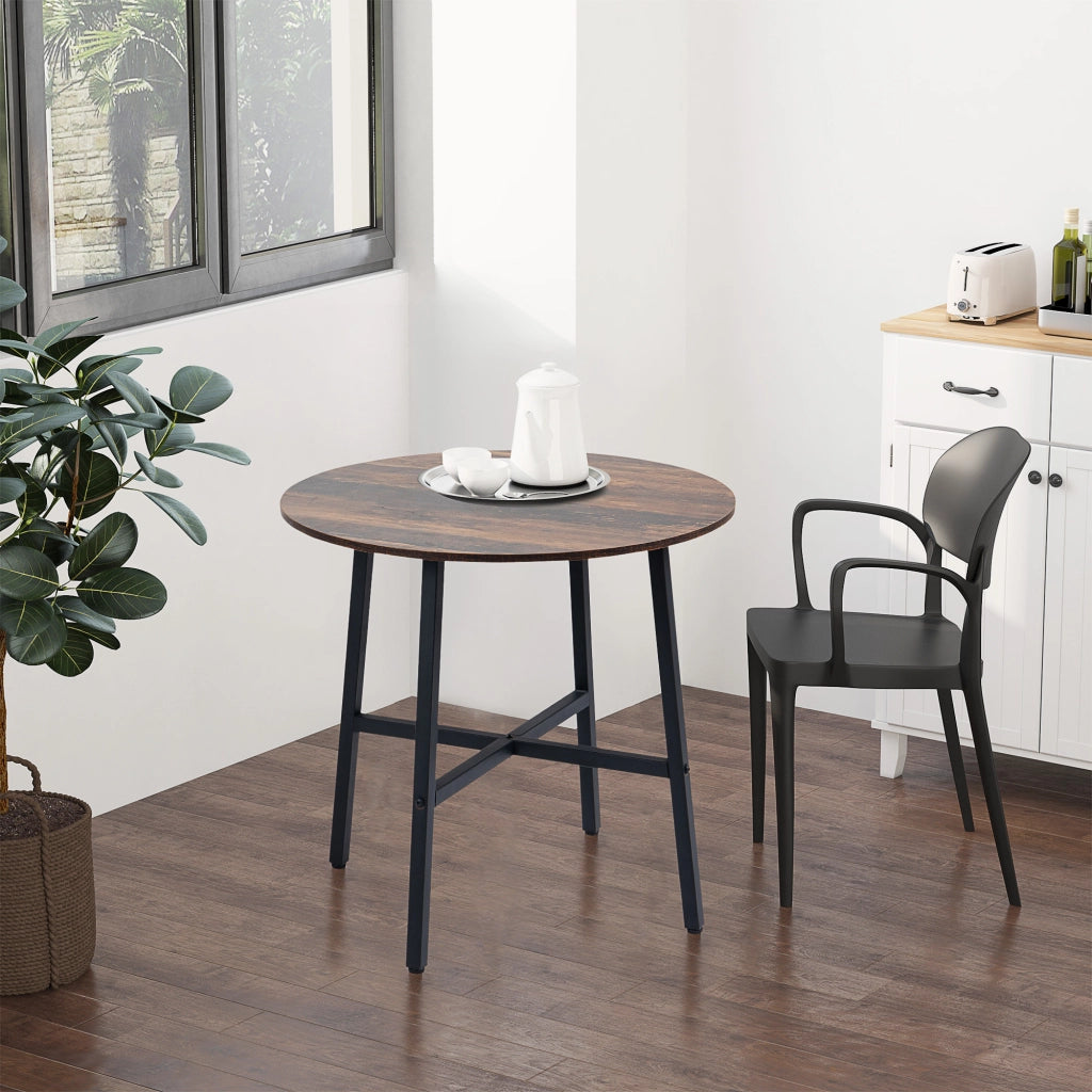 Tavolo da Pranzo Rotondo per 4 Persone ¨C Zephmum ¨C Legno, Acciaio, ?80x76 cm