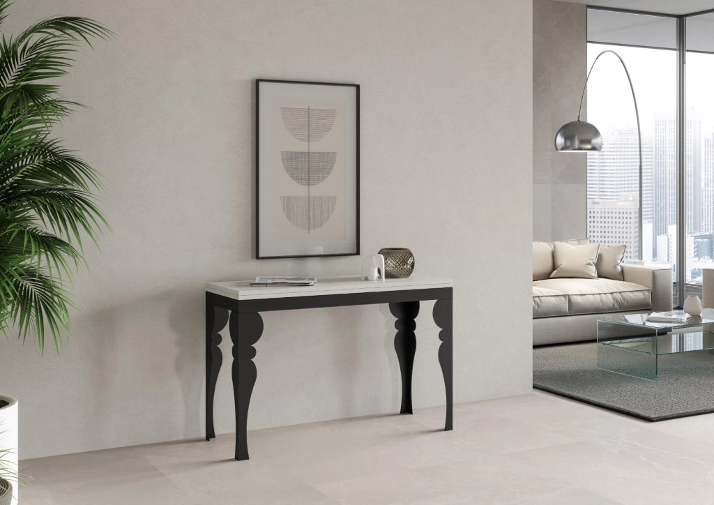 Tavolo apribile 120/200x45/90 cm Paxor Double Bianco Frassino telaio Antracite