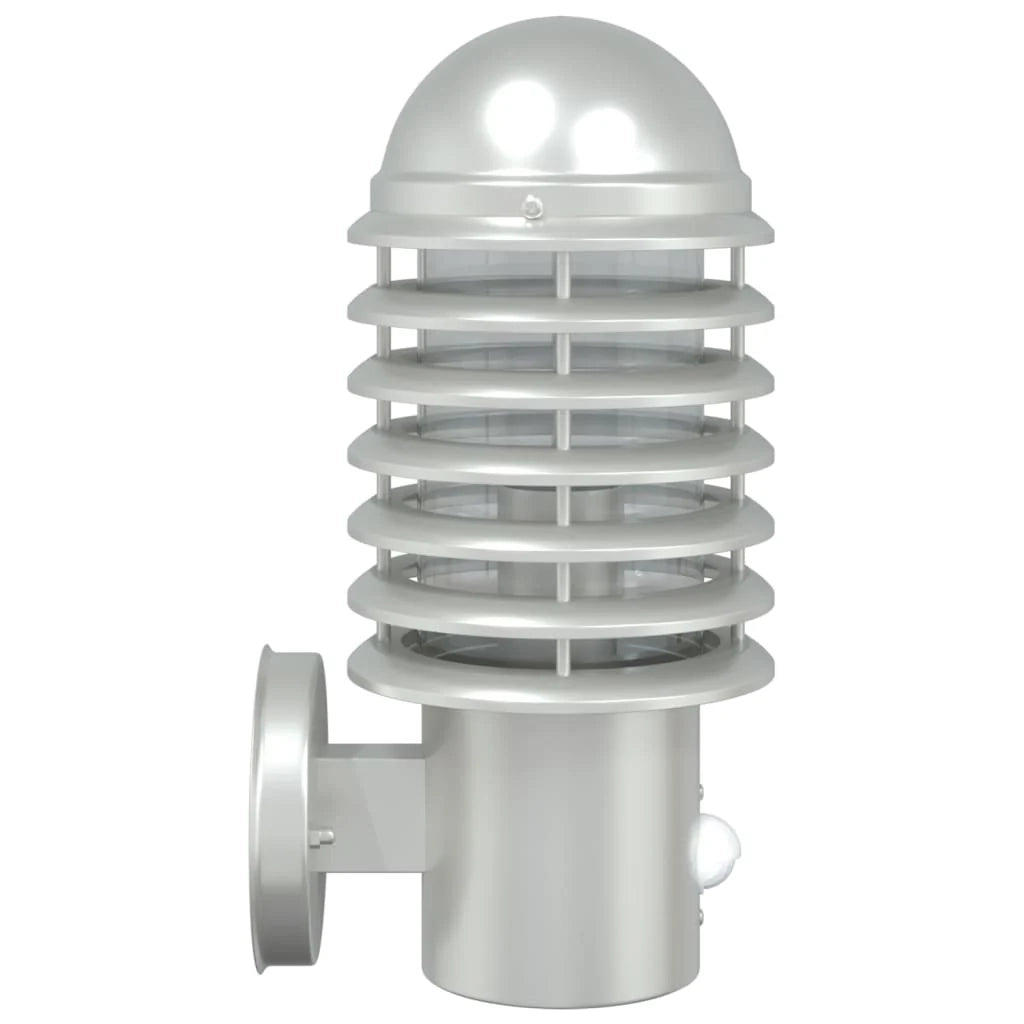 Set di 2 applique da esterno con sensore a infrarossi giardino 15 x 15 x 33,5 cm acciaio inox argento 02_0056570