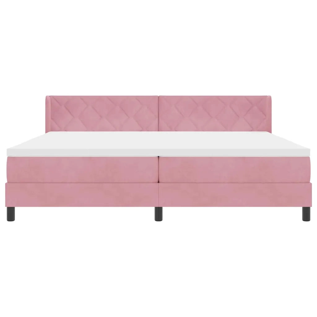 Letto a molle con materasso Rosa 200 x 200 cm Poliestere